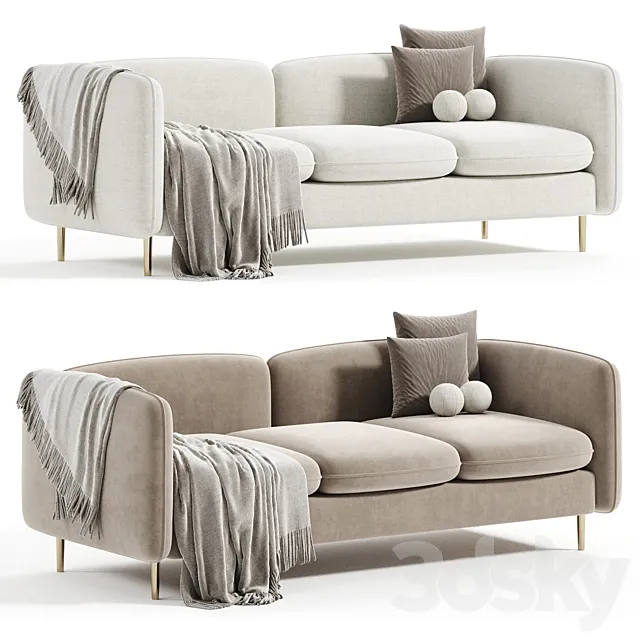 Ivy White Flannelette Loveseat Fabric 2 Seater Sofa 3D Model