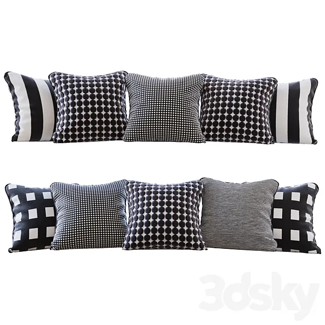 Jab Anstoetz Fabrics Fabric Pillow Set (Pillows Jab Anstoetz Fabrics 01 YOU) 3D Model