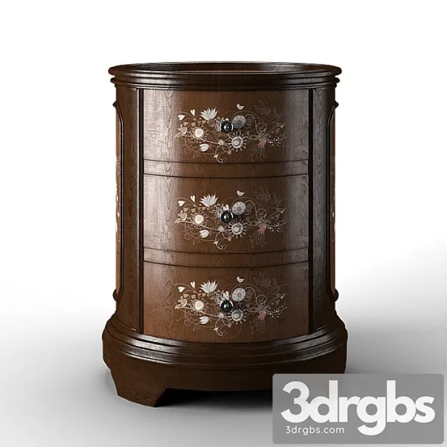 Jabbawy 3 Drawer Hand Painted Oval Tray Chest 3D Model Free