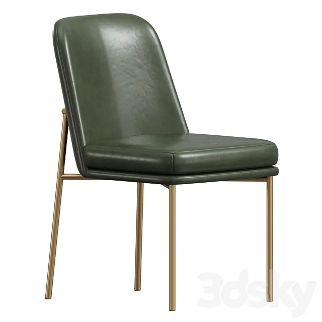 Jack Metal Frame Leather Dining Chair WestElm 3D Model