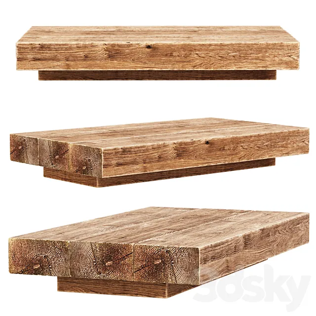 Jack Wooden Coffee Table _ Wooden living table 3D Model