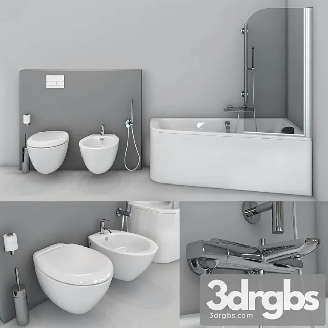 Jacob Delafon Bath Odeon Up Toilet and Bidet Presquile 3D Model Free