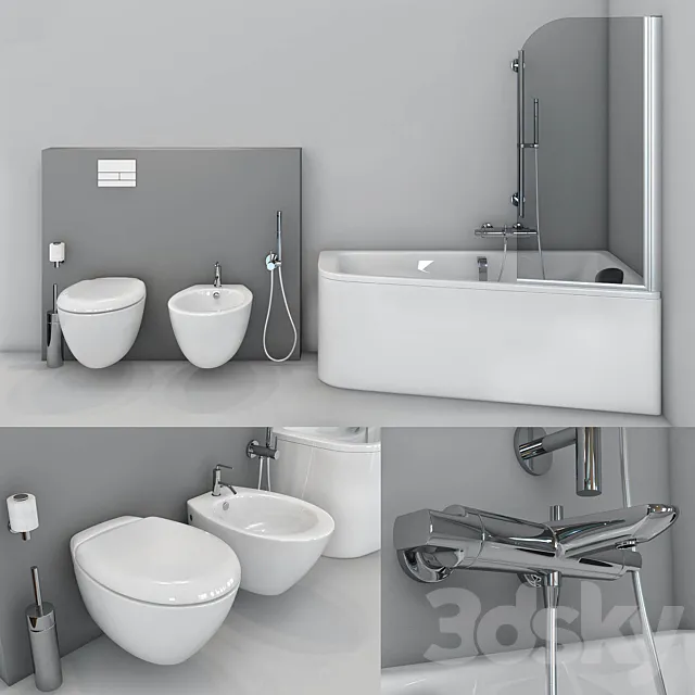 Jacob Delafon. Bath Odeon Up. toilet and bidet Presquile 3DModel