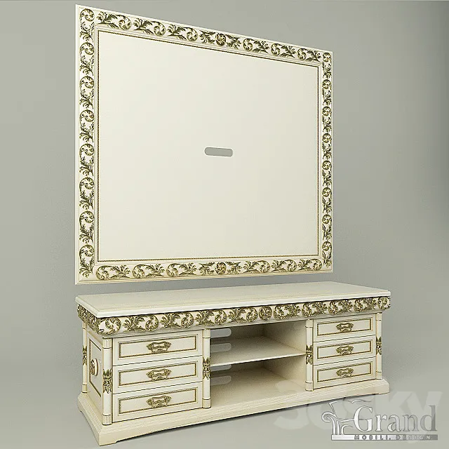 "Jacqueline" panel TV and nightstand. "Grand" 3DModel