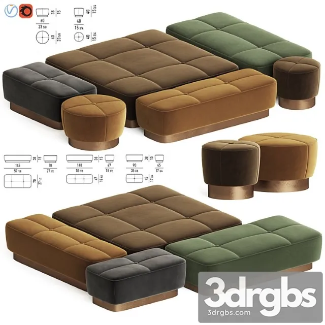Jacques pouf set minotti 2 3D Model Free