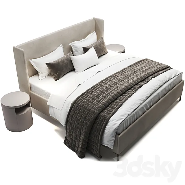 Jake Upholstered Storage Platform Bed 3D Model