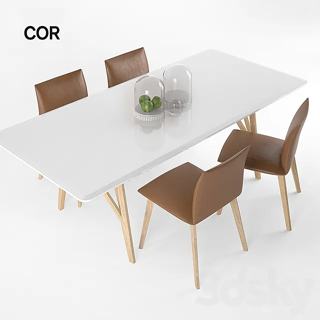 Jalis Chair. Jalis dining table. COR 3DModel