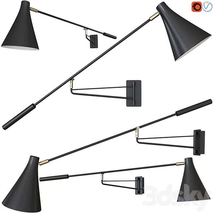 Jameson Contemporary Adjustable Wall Light 3D Model