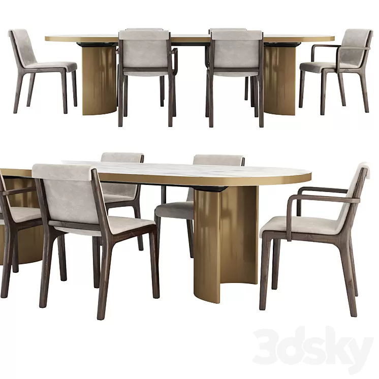 Janet Chair and Blevio Table 3D Model