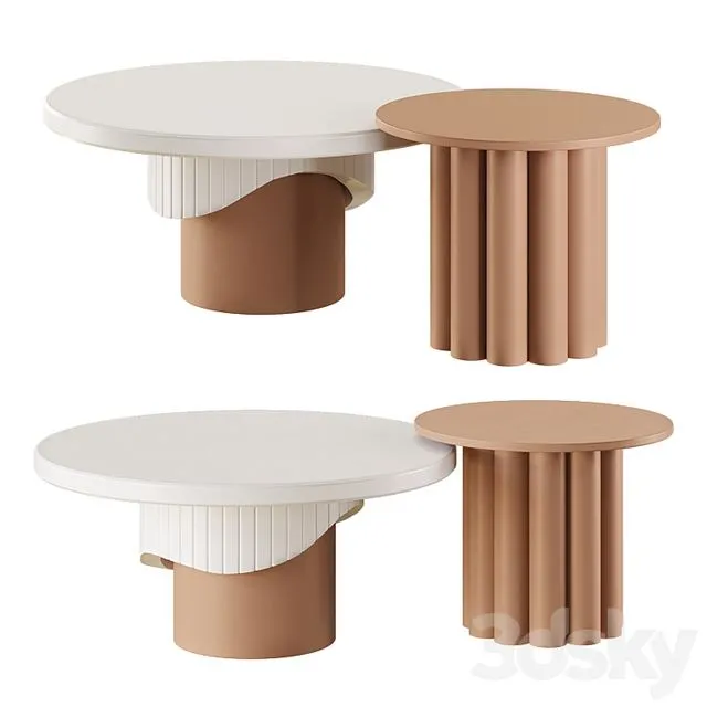 Japandi Coffee Table Set 3D Model