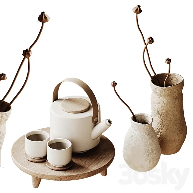 Japandi Decorative Set 3D Model
