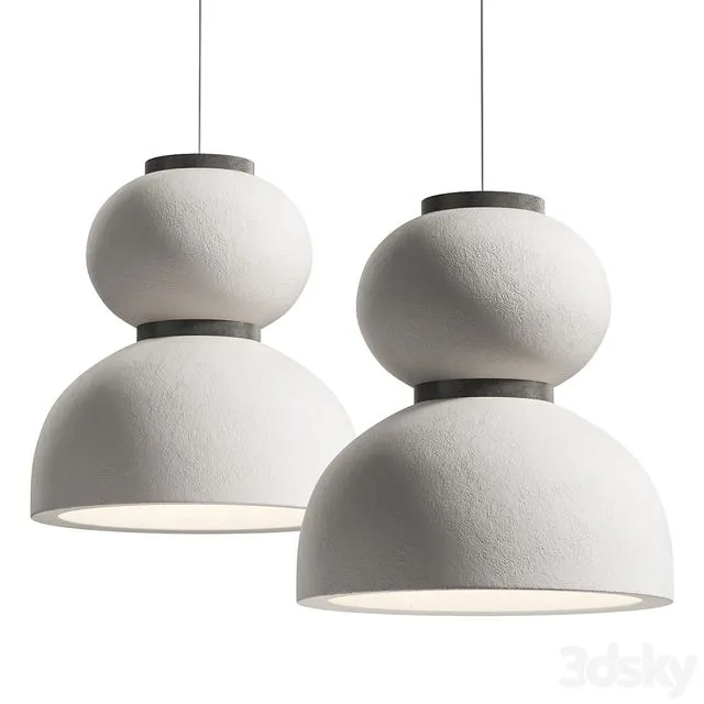 Japandi Lantern Shaped Pendant Light 3D Model