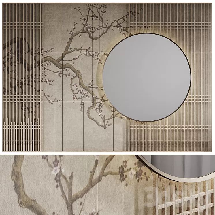 Japandi wall panel 3D Model Free