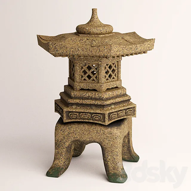 Japanese garden lantern “Yukimi-toro” 3D Model