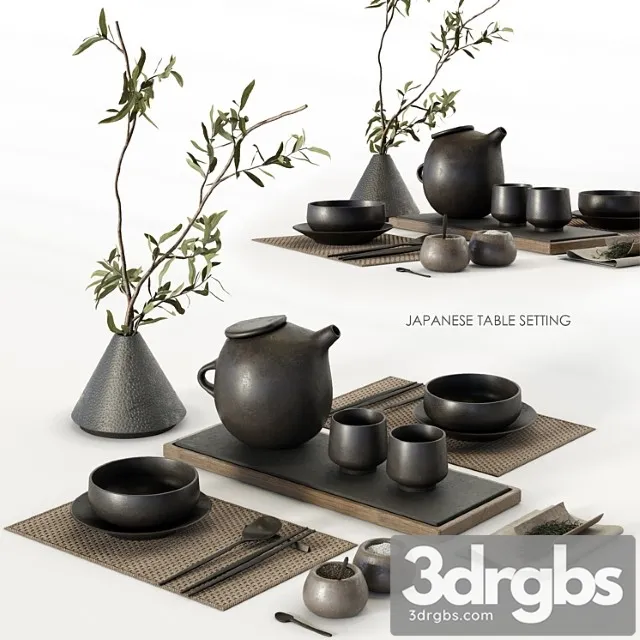 Japanese table setting 3D Model Free