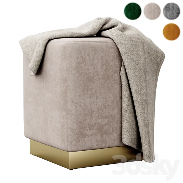 Jax Velvet Ottoman Stool by Meridian Furniture 3D Model