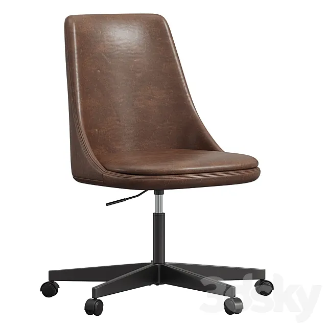 Jaz Leather Swivel Desk Chair 3D Model