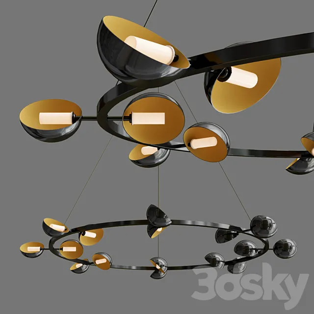 JBS Avion Round 16 Light Chandelier 3D Model