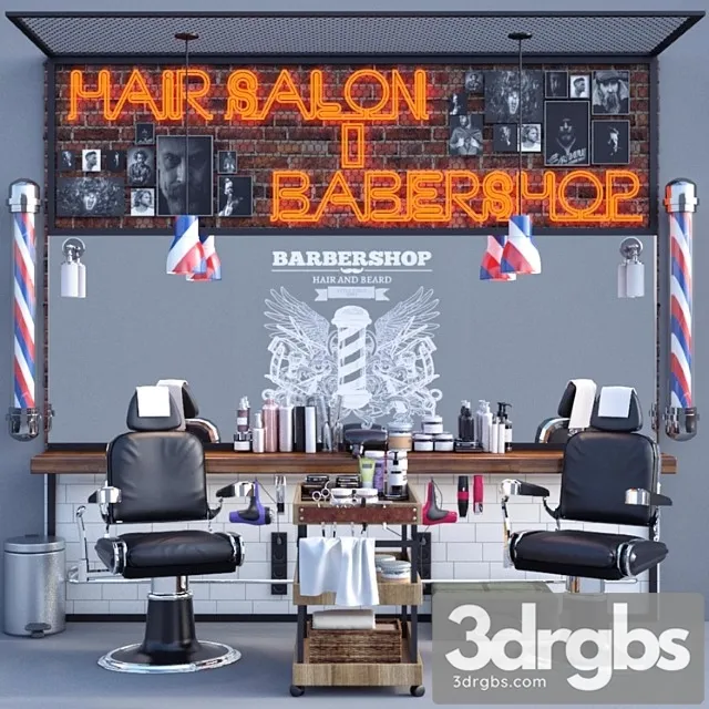 Jc barber shop 3D Model Free