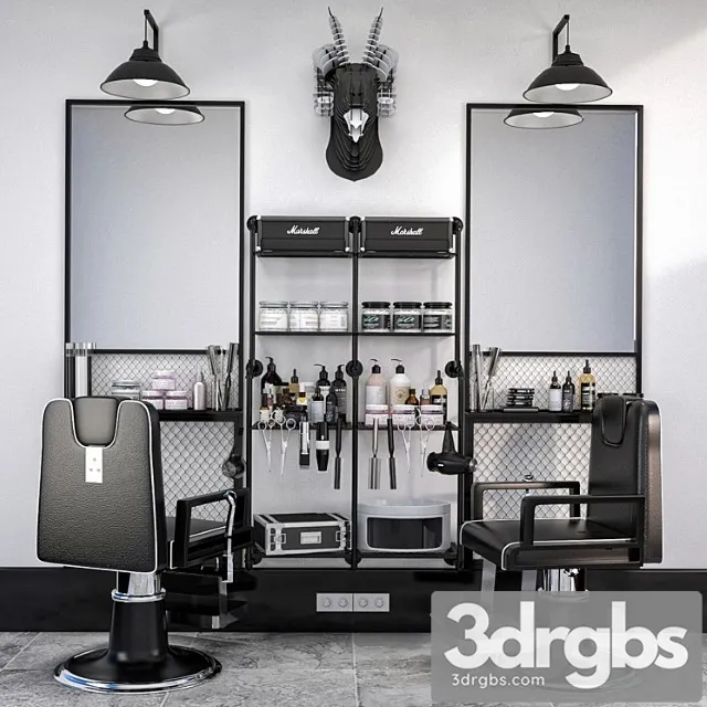 Jc barber shop 4 3D Model Free