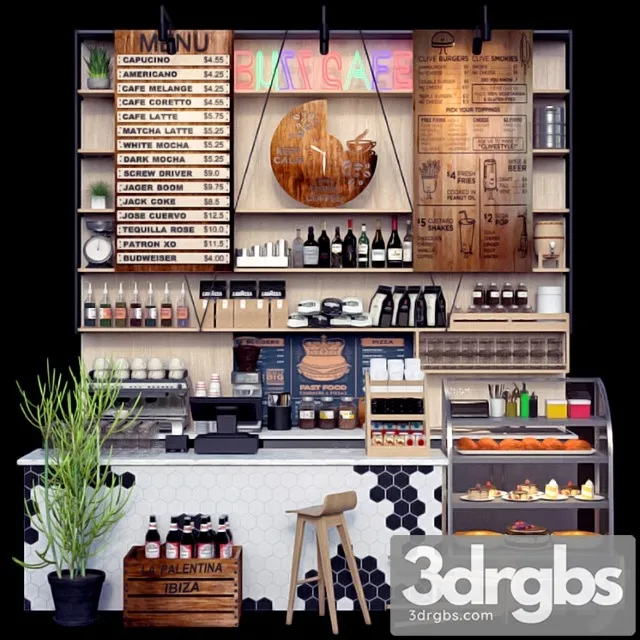 Jc coffee shop counter 3D Model Download