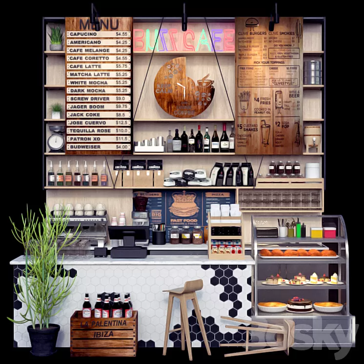 JC Coffee Shop Counter 3D Model