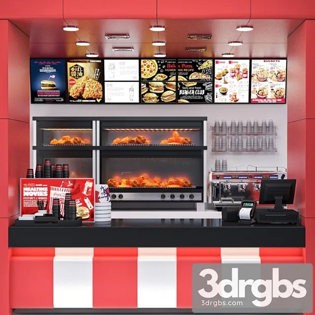 Jc fastfood and coffee kiosk 4 3D Model Free