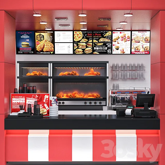JC Fastfood and Coffee Kiosk 4 3D Model
