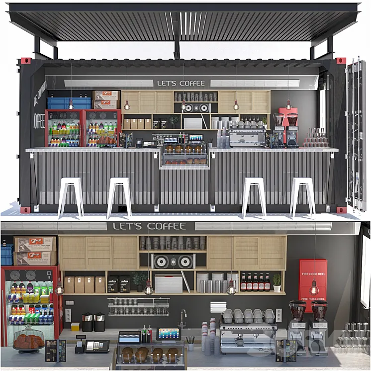 JC Shipping Container Coffee 3D Model Free Download