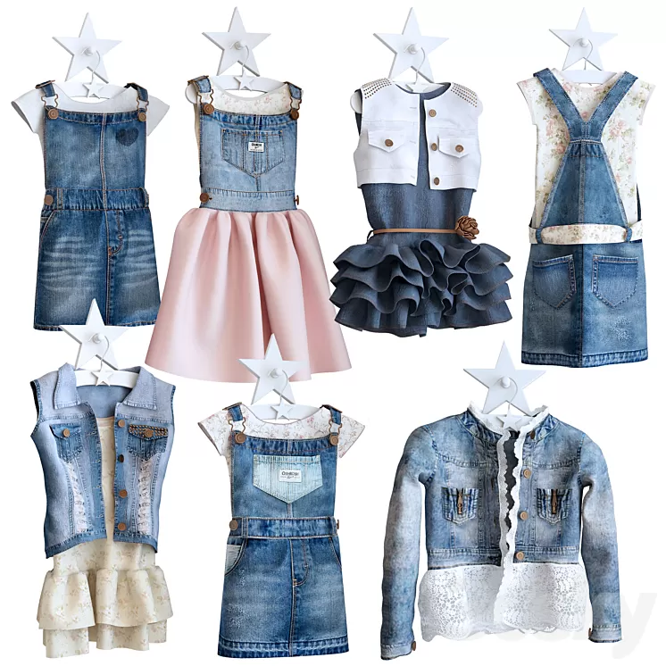 Jeans dresses for a little princesse 3D Model