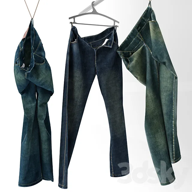Jeans on a hanger and hook 3DModel