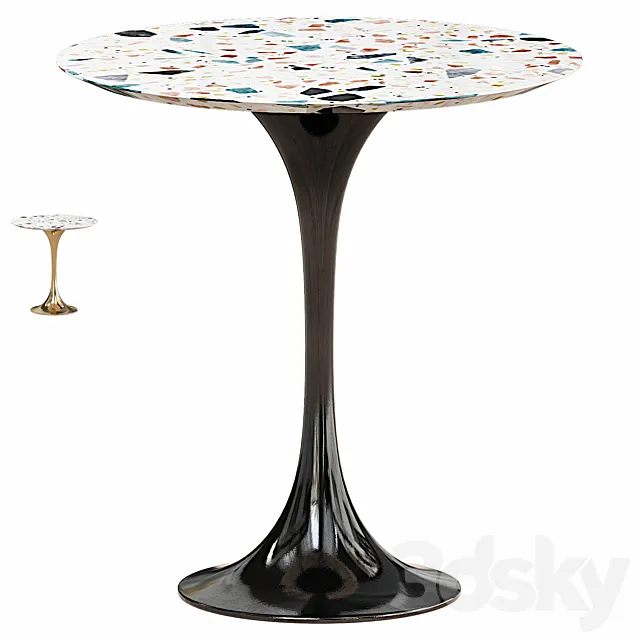 Jedison 20" Round Terrazzo Side Table In Gold Terrazzo 3D Model