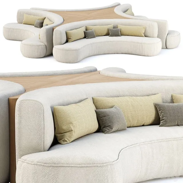 Jenifer modular restaurant sofa JR20 3D Model