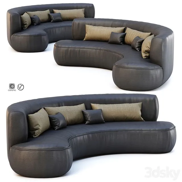 Jenifer Restaurant Leather Sofa 3D Model
