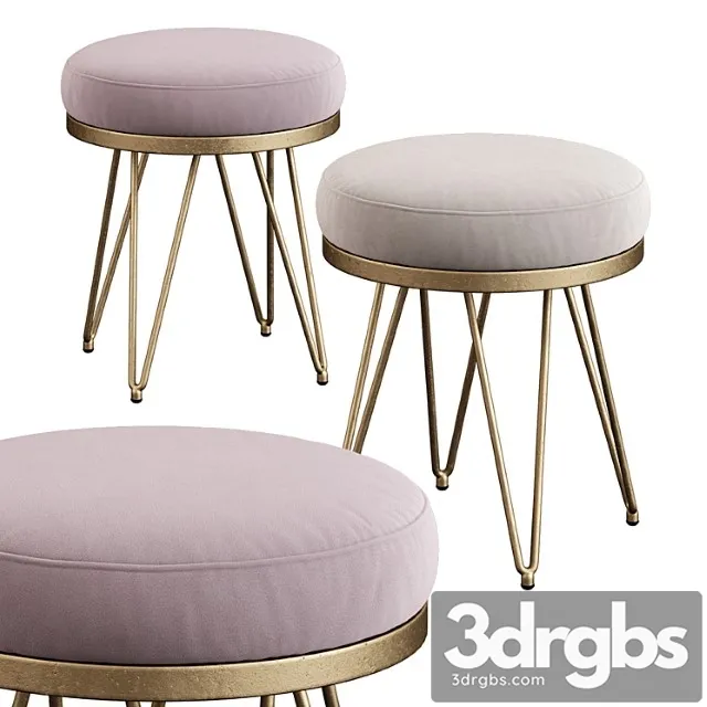 jenine faux ostrich round bench 3D Model Free