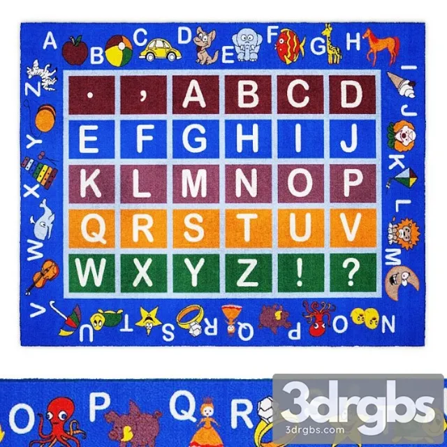 Jenny collection light blue kids area rug 3D Model Free