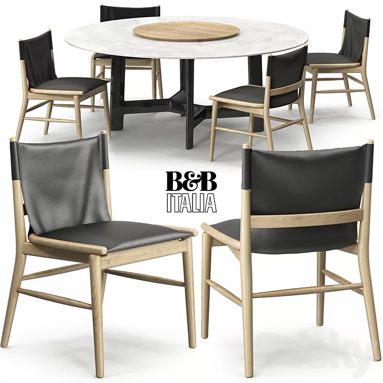 Jens chair Alex table B&B Italia 3D Model