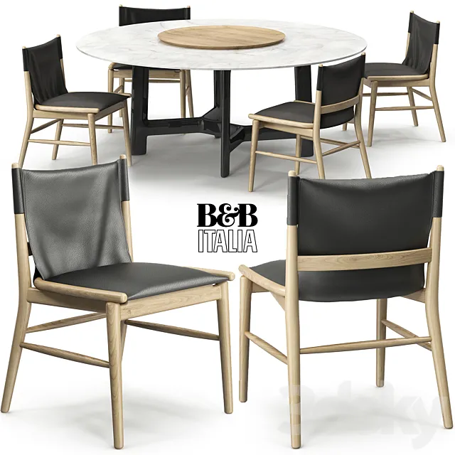 Jens chair Alex table B&B Italia 3D Model