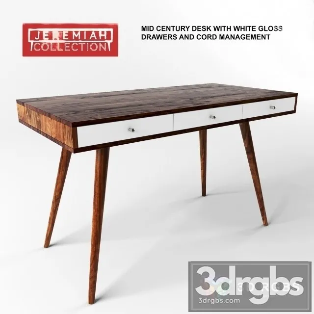 Jeremiah Collection Mid Century Desk 3D Model Free