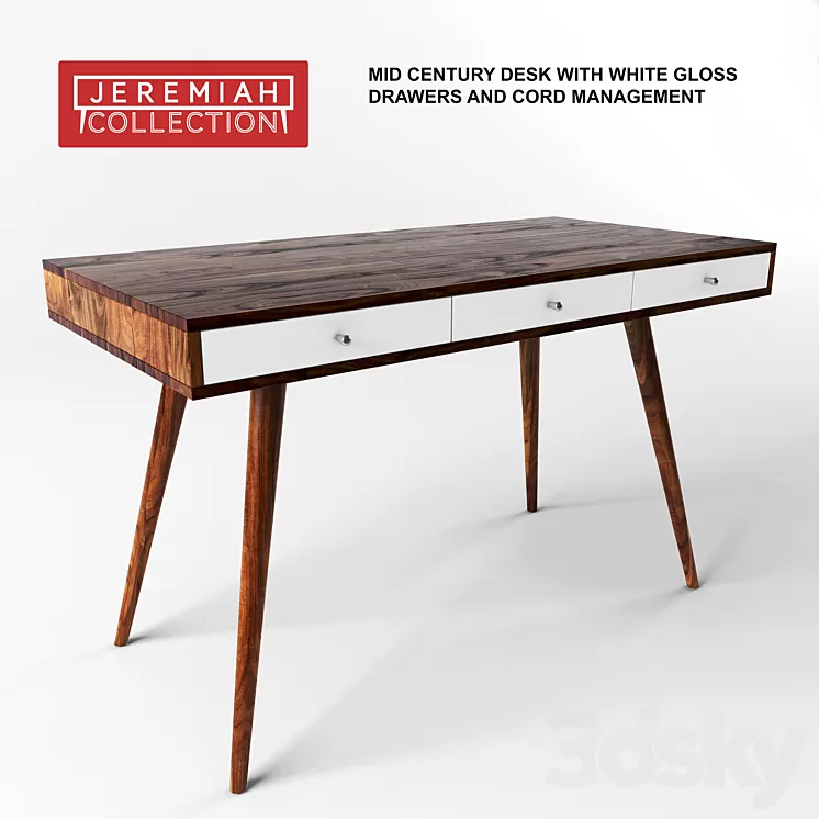 Jeremiah Collection Mid Century Desk 3D Model