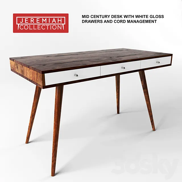 Jeremiah Collection. Mid Century Desk 3DModel