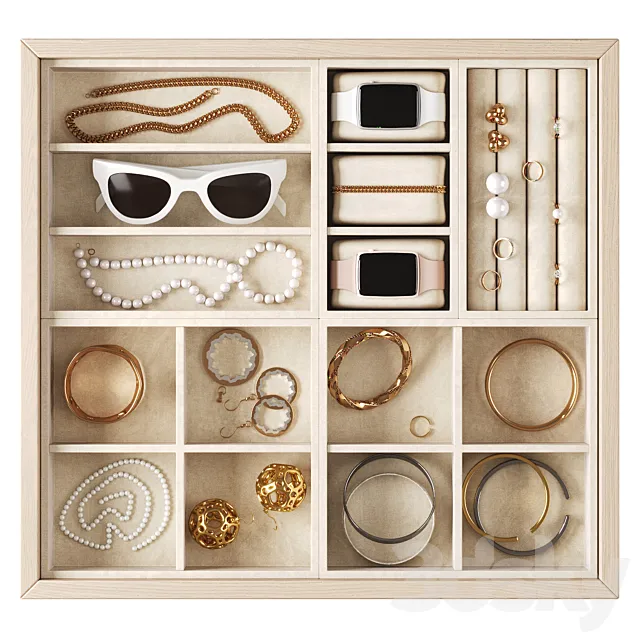 Jewelry box_organizer with jewelry 3D Model