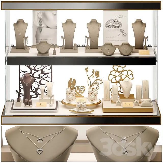 Jewelry showcase for a store. Jewelry stand. Display 3DModel