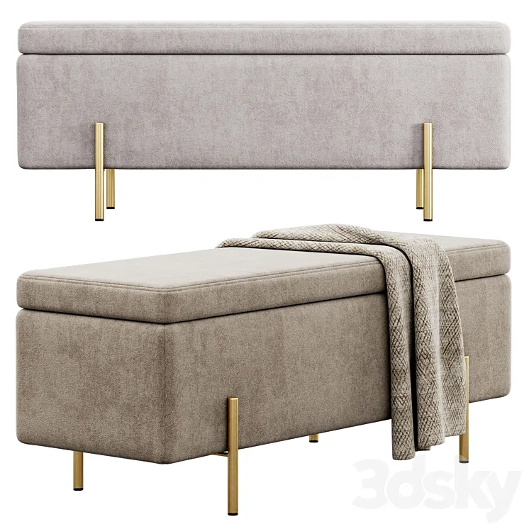 Jodel Upholstered Storage Bench by Everly Quinn 3D Model Free