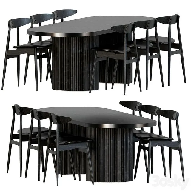 Joffrey Solid Ash Dining Chair Black 3D Model