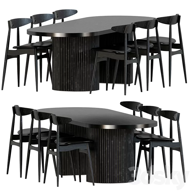 Joffrey Solid Ash Dining Chair Black 3D Model Free