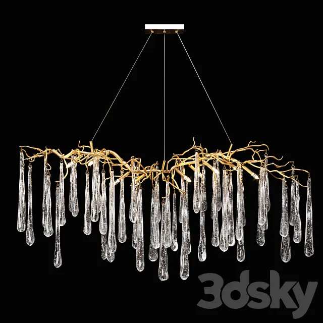 John-Richard Brass and Glass Teardrop Nine-Light Chandelier 3DModel