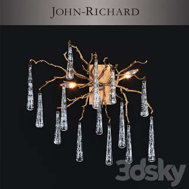 John-Richard Brass and Glass Teardrop Two-Light Wall Sconce 3D Model