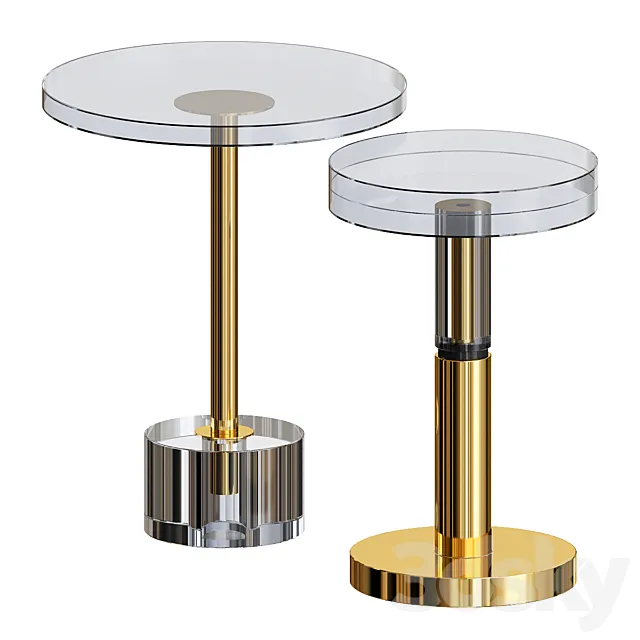 John-Richard Collection Crystal and Brass Martini Side Table 3DModel
