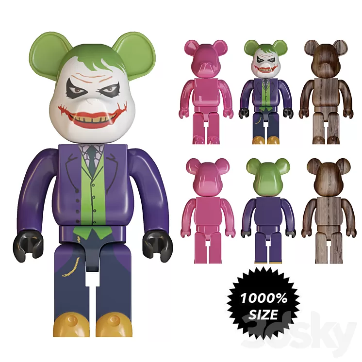 joker bearbrick size 1000% 3D Model